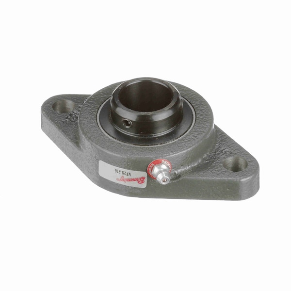 Mounted Cast Iron Two Bolt Flange Ball Bearing - 52100 Steel, Black Oxided Inner - Setscrew Lock